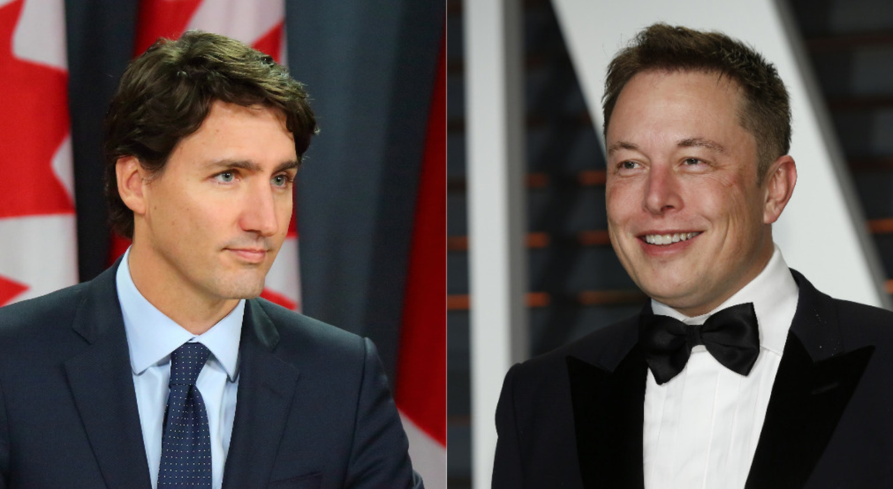 il premier canadese Justin Trudeau ed Elon Musk