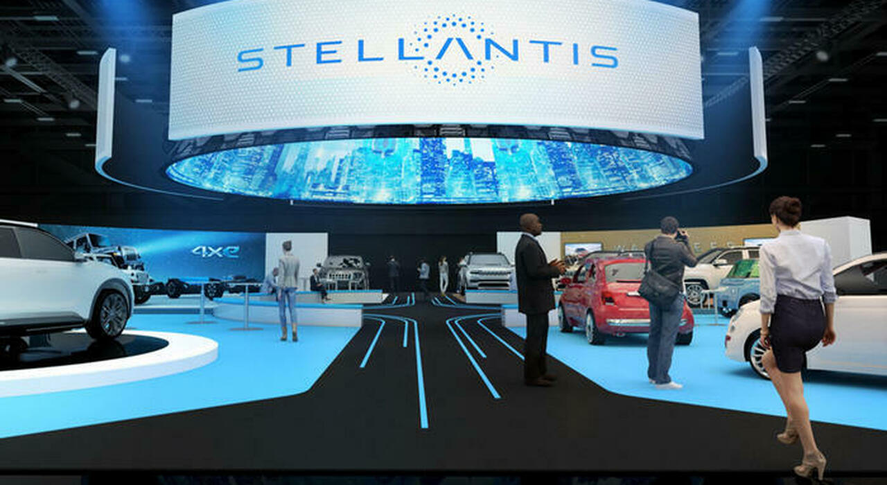 Un rendering dello stand Stellantis al prossimo Ces di Las Vegas
