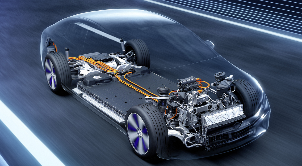 Lo schema costruttivo della Mercedes EQS