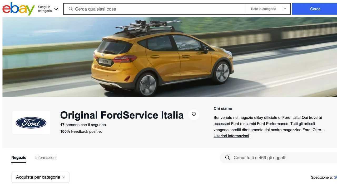 Lo screeshot della pagina di Ford Italia su eBay