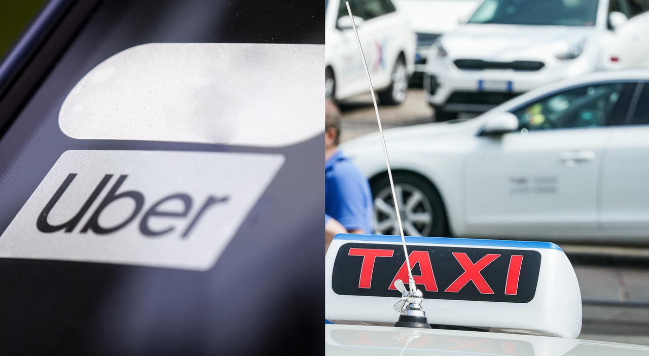 La app di uber ed un gruppo di taxi
