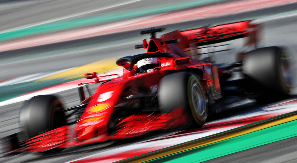 La Ferrari di Sebastian Vettel ai test di Barcellona